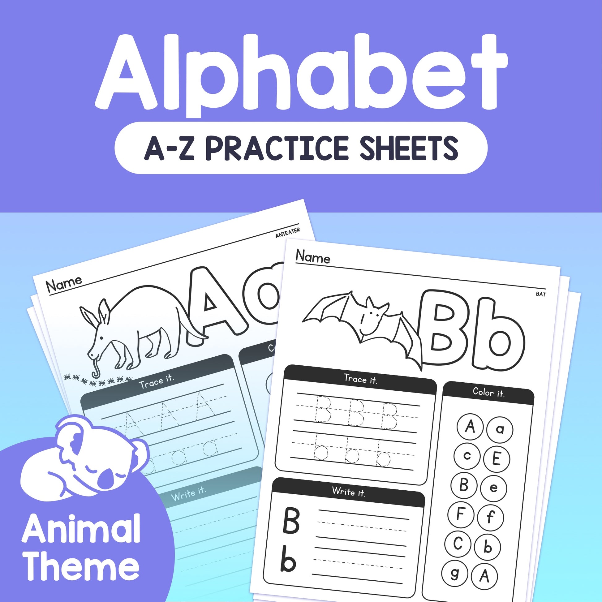 Animal alphabet activity worksheets