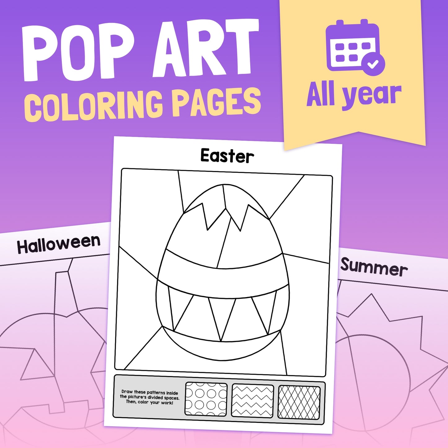 All year pop art coloring pages