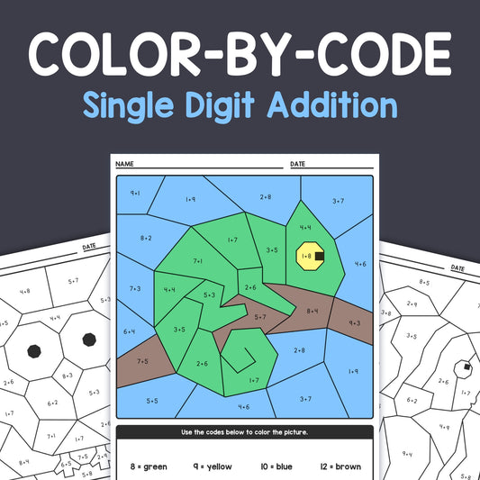 Printable color-by-code addition worsheets