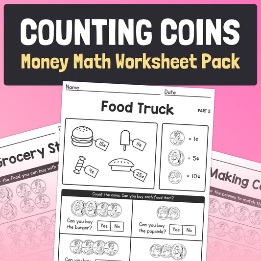 Counting and adding U.S. coins worksheets