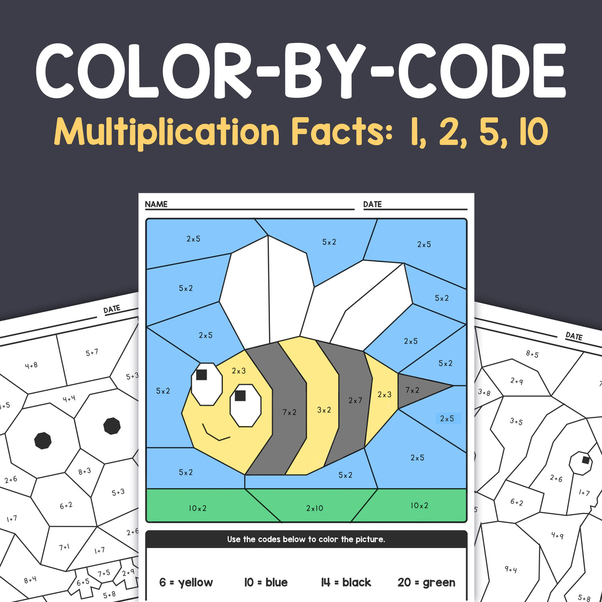 Color-by-Code Multiplication Worksheets (Printable PDF) – That Little Robot