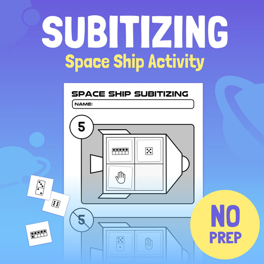 Activity sheet titled "Space Ship Subitizing Worksheets" requiring no preparation.