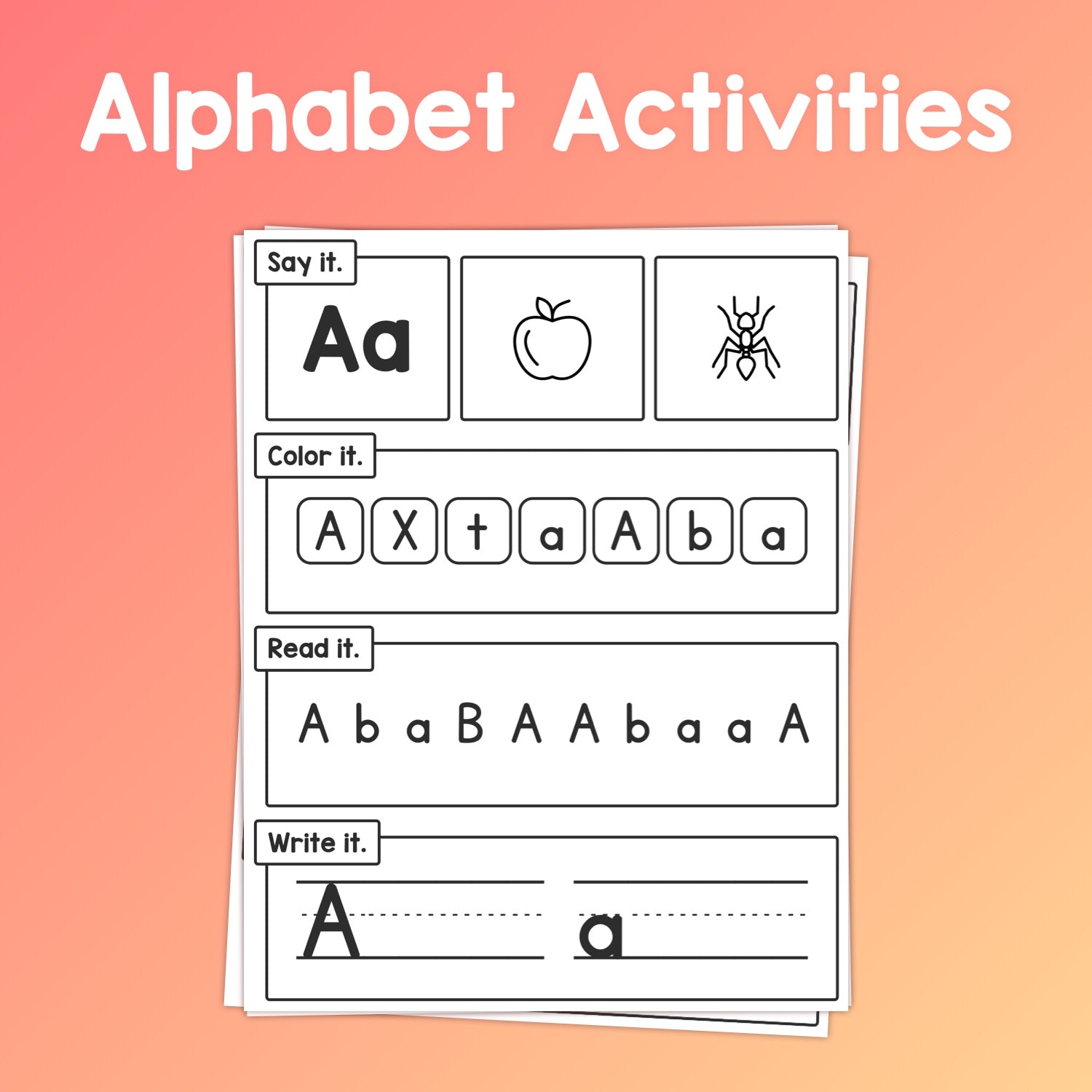 No prep alphabet activities for pre-k and kindergarten