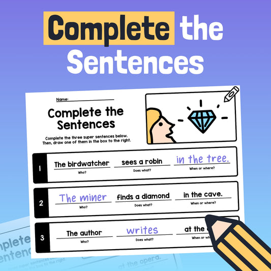 1st & 2nd grade sentence writing worksheets