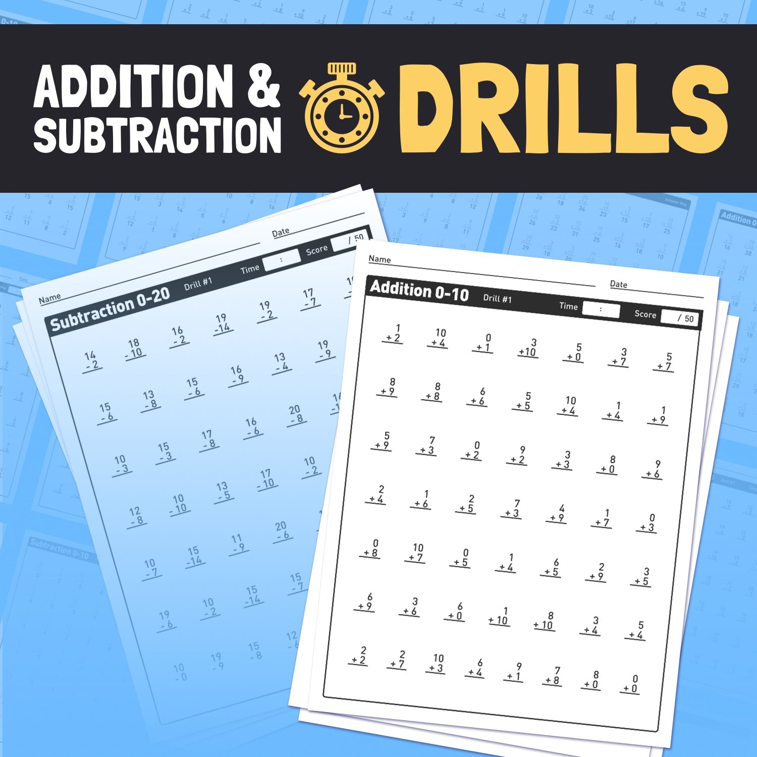 Differentiated addition and subtraction timed drills