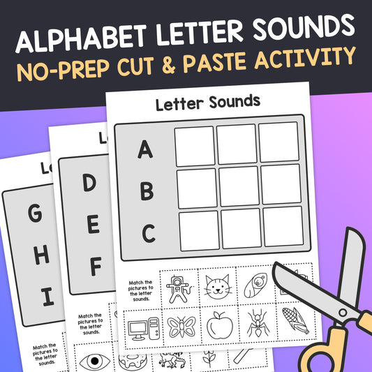 Alphabet letter sounds no prep cut-and-paste activity