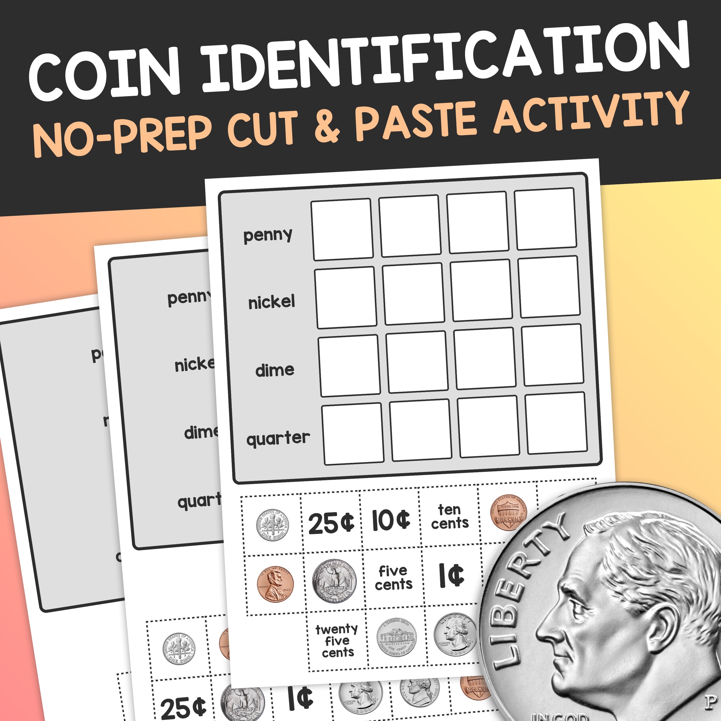 Coin Identification Worksheets (Printable PDF) - That Little Robot