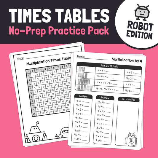Robot Times Table Worksheets