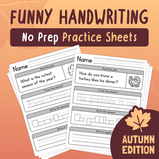 Funny fall handwriting practice sheets