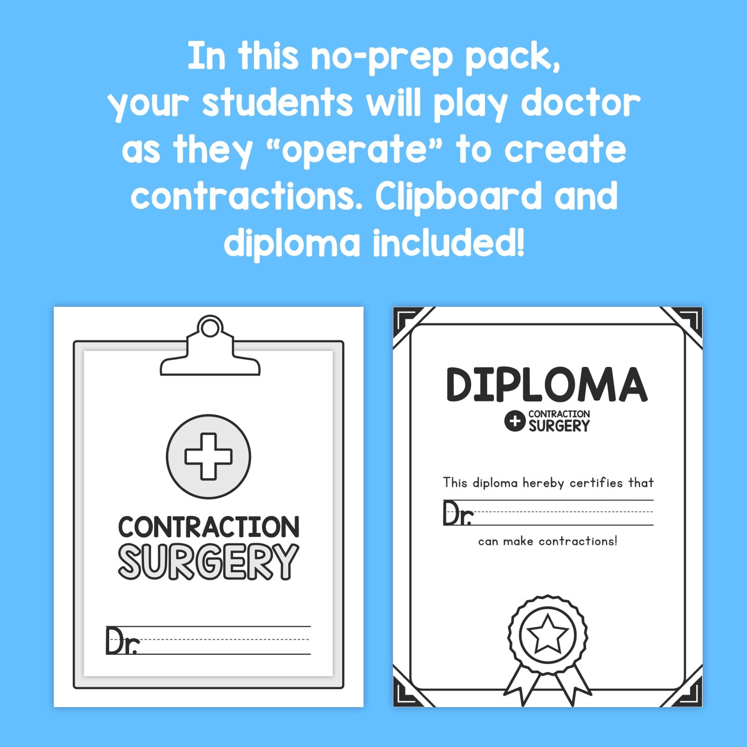 Contraction surgery printable activity