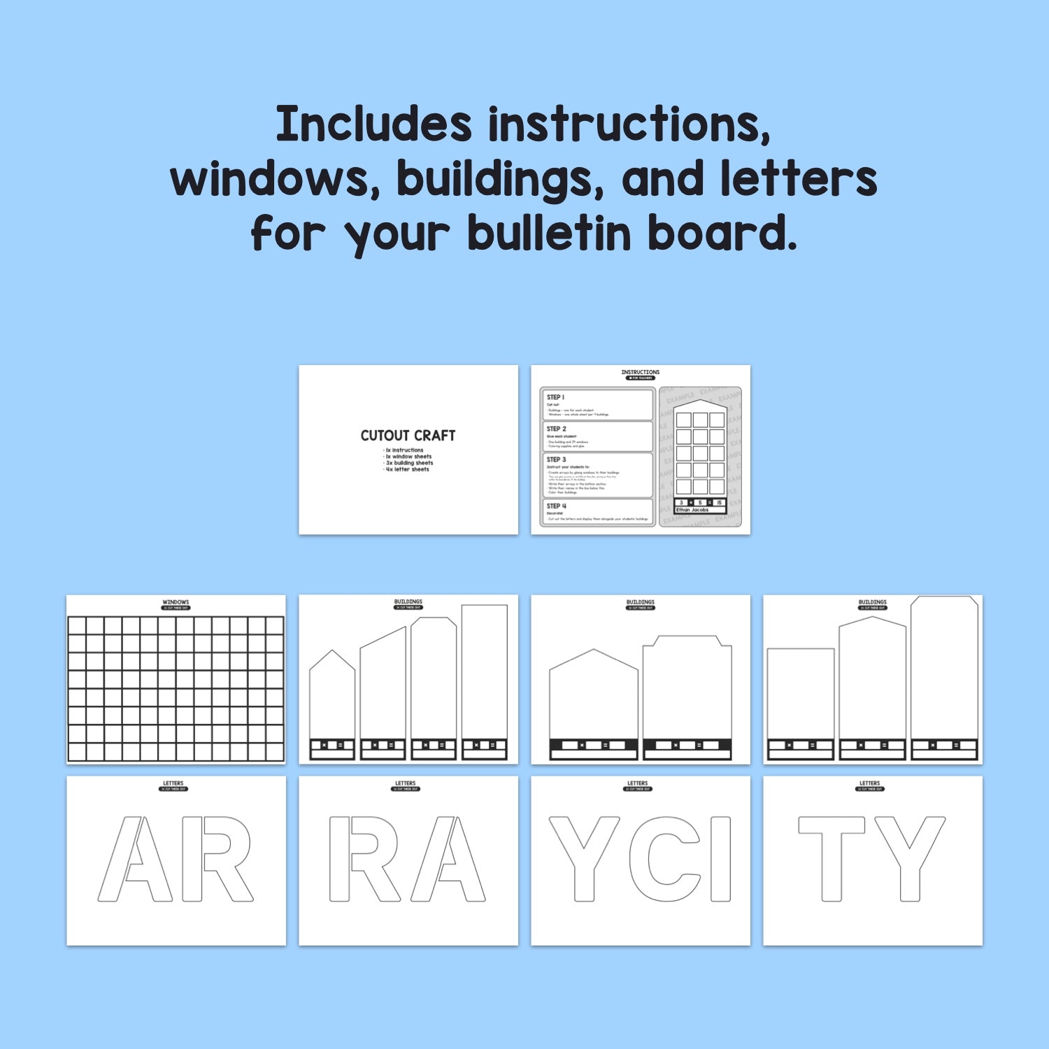 Array City Activities Printable PDF That Little Robot