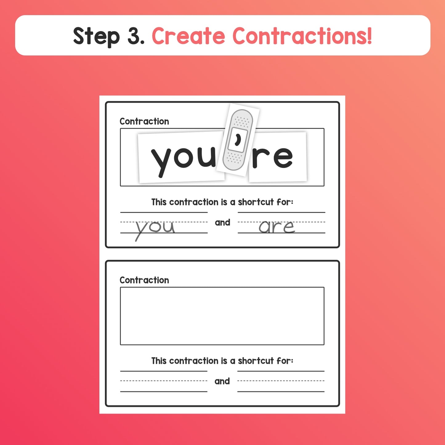 Making contractions activity for 2nd grade