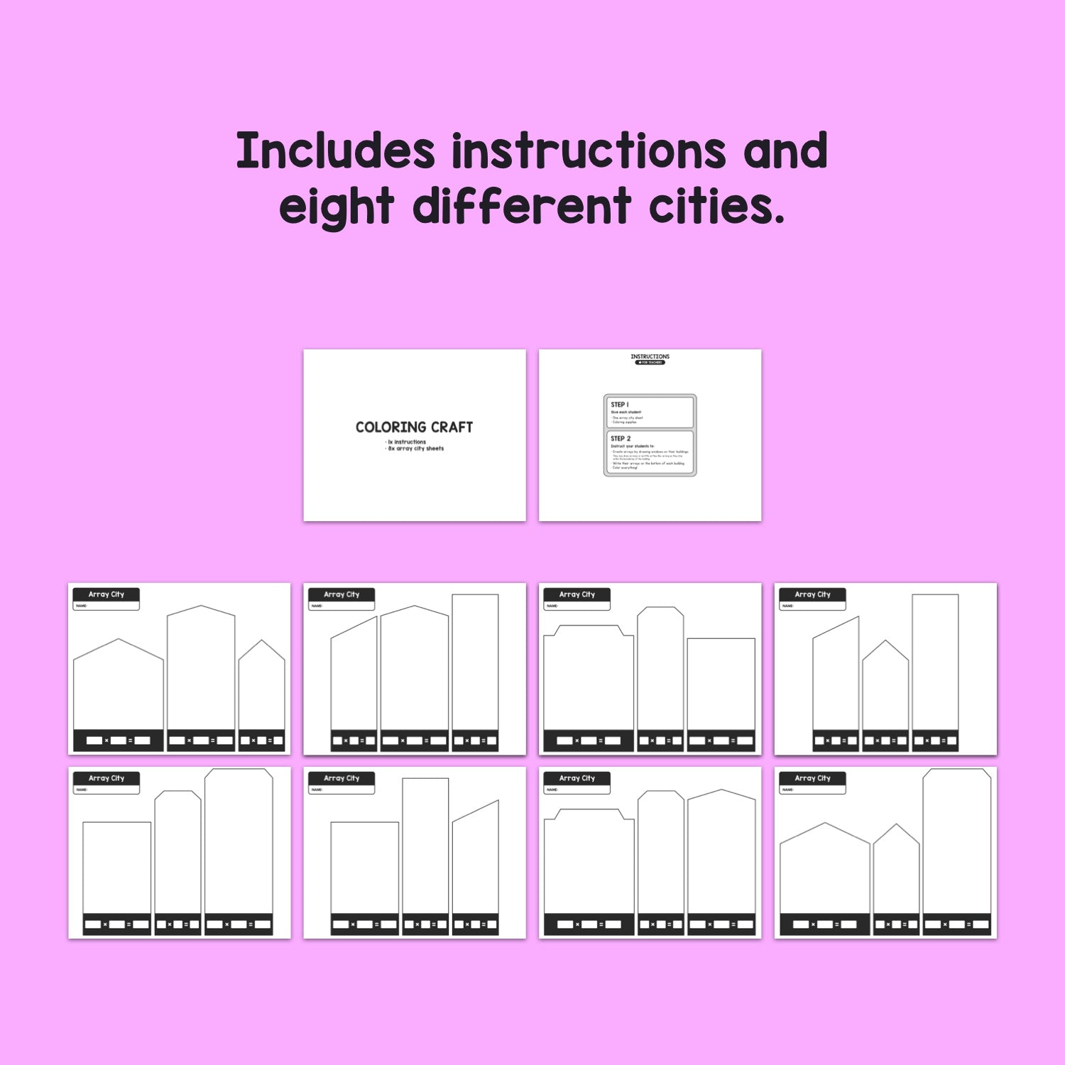 Array City Activities Printable PDF That Little Robot
