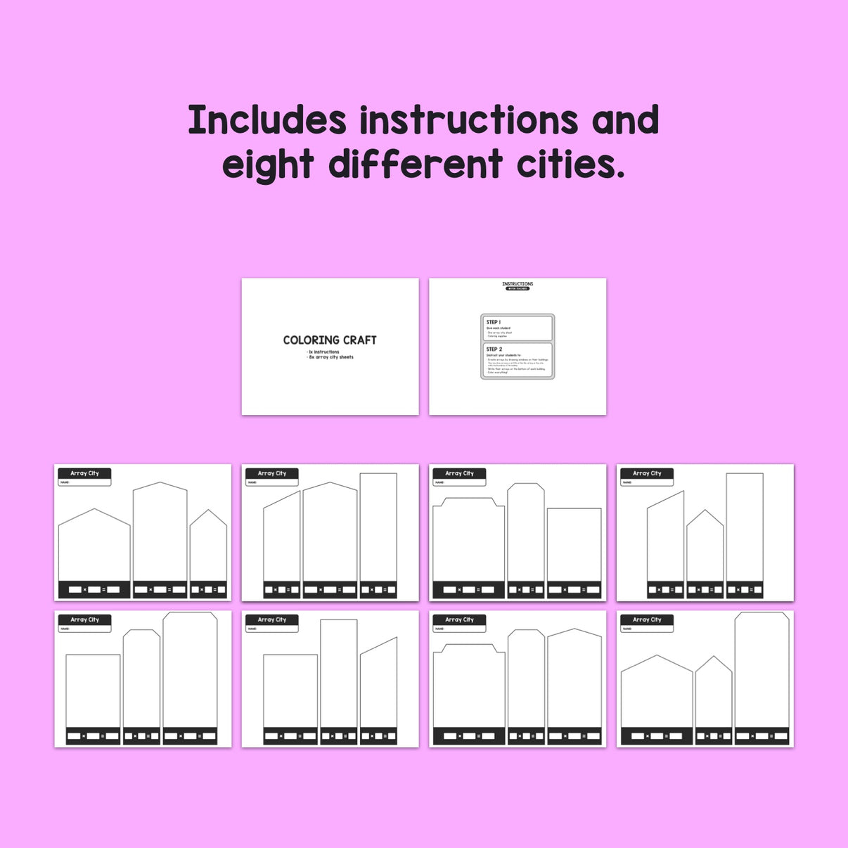 Array City Activities Printable PDF That Little Robot Array city activities printable pdf that little robot