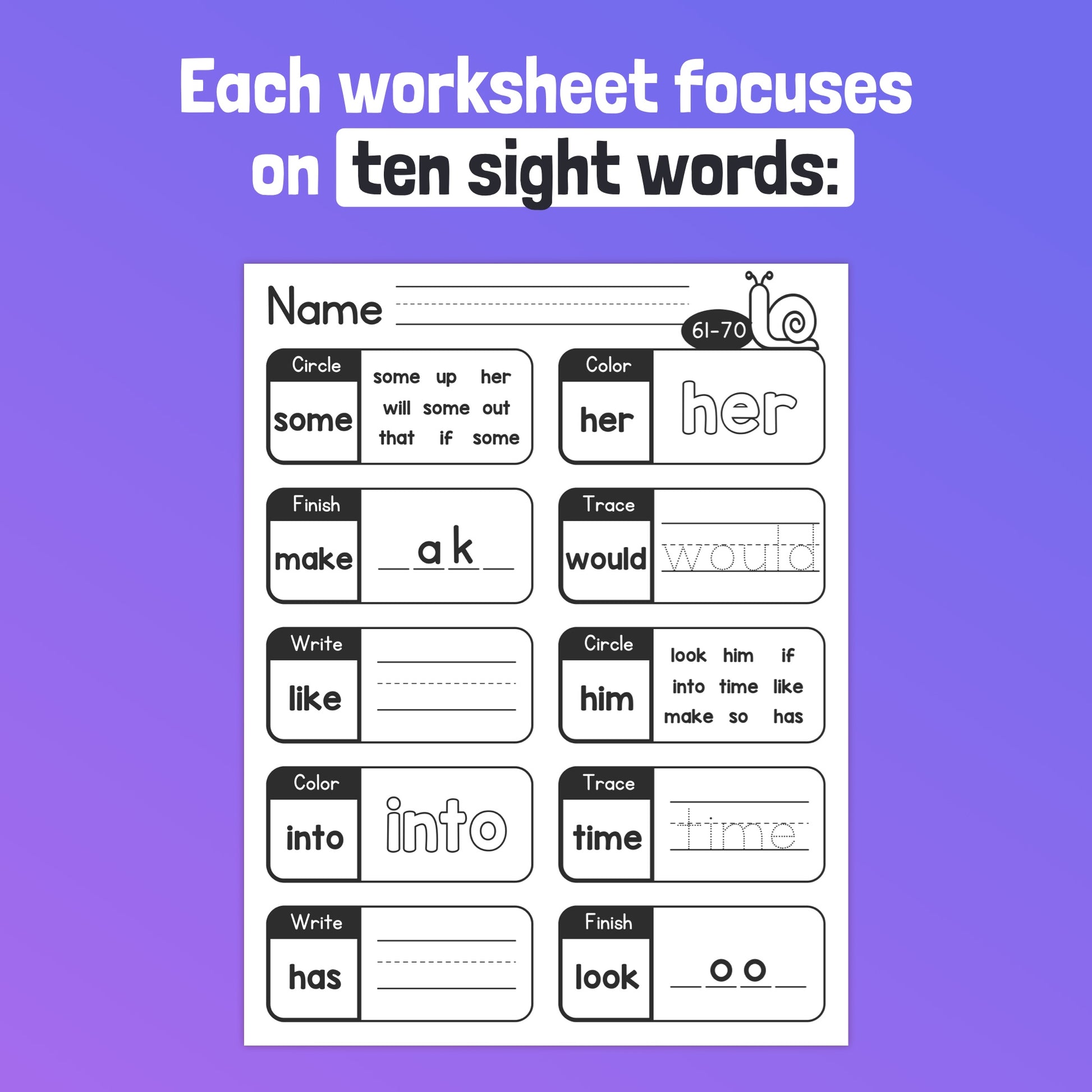 Sight word activities for kindergarten