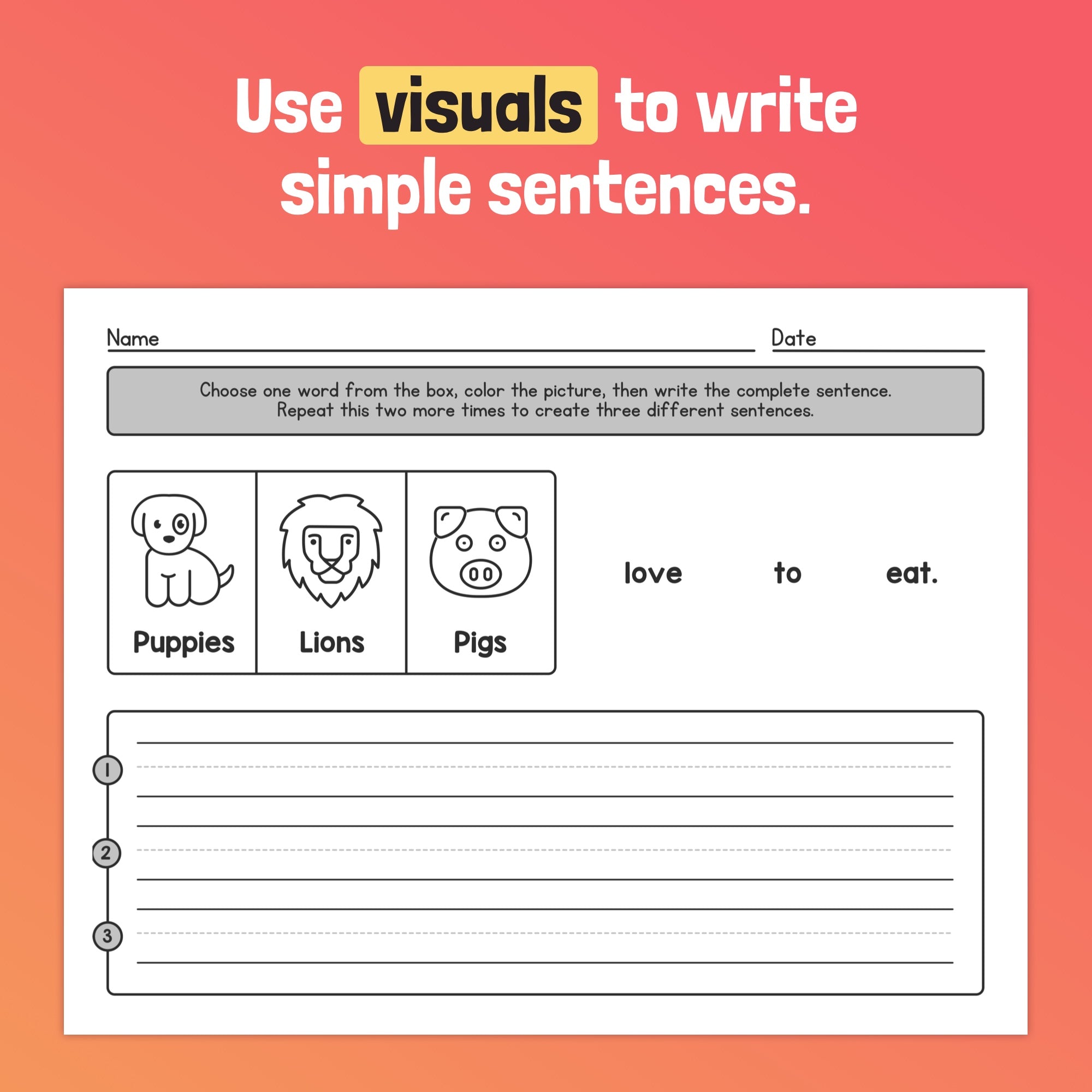 Sentence Helper Worksheets – That Little Robot