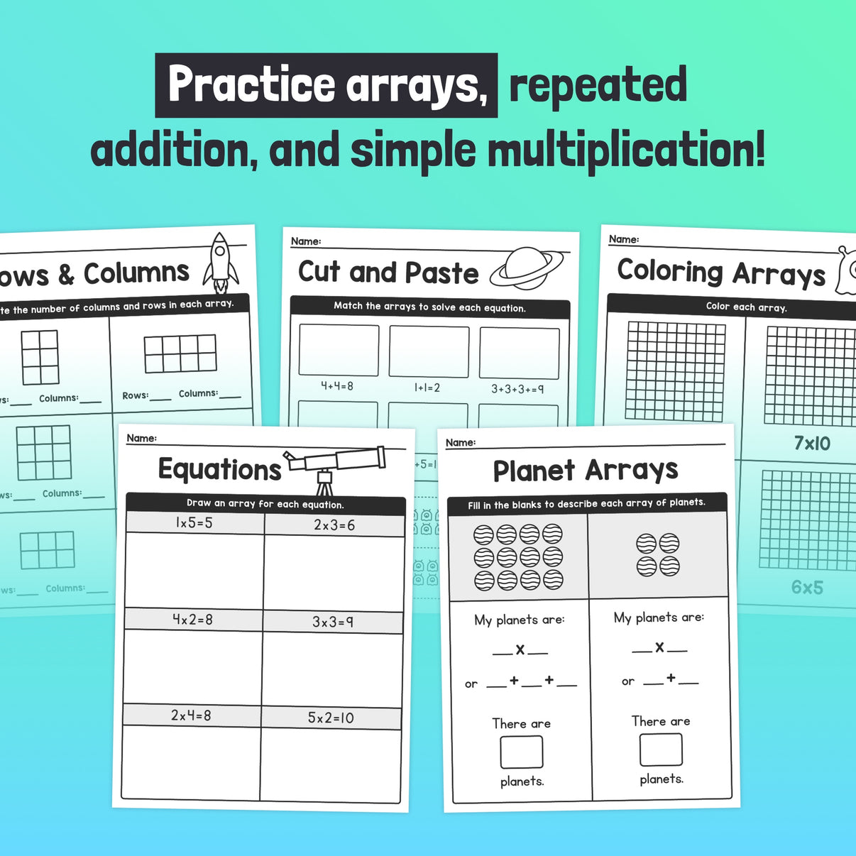 Space Arrays Worksheets – That Little Robot