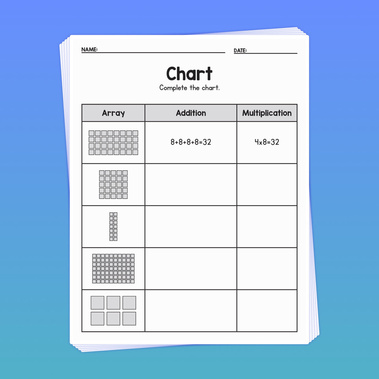 Multiplication Array Worksheets – That Little Robot