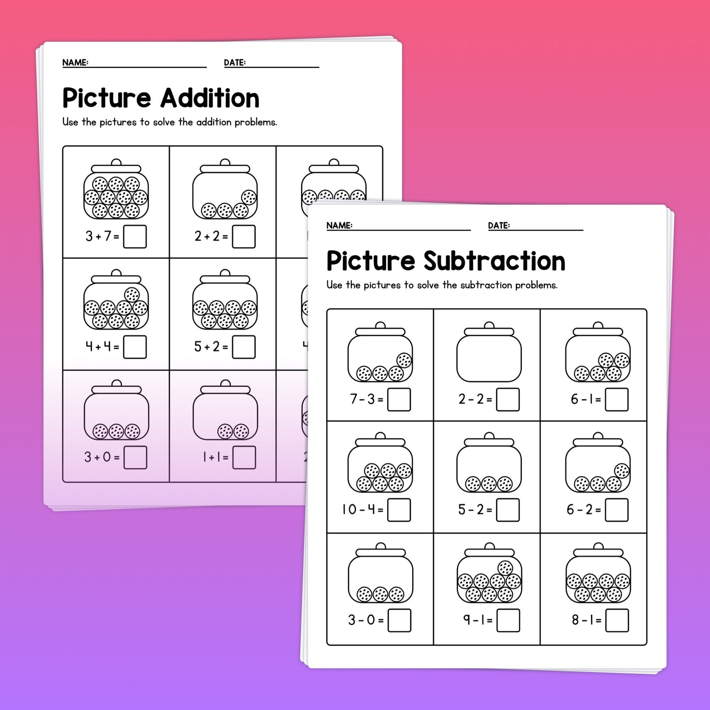 Addition and subtraction using pictures