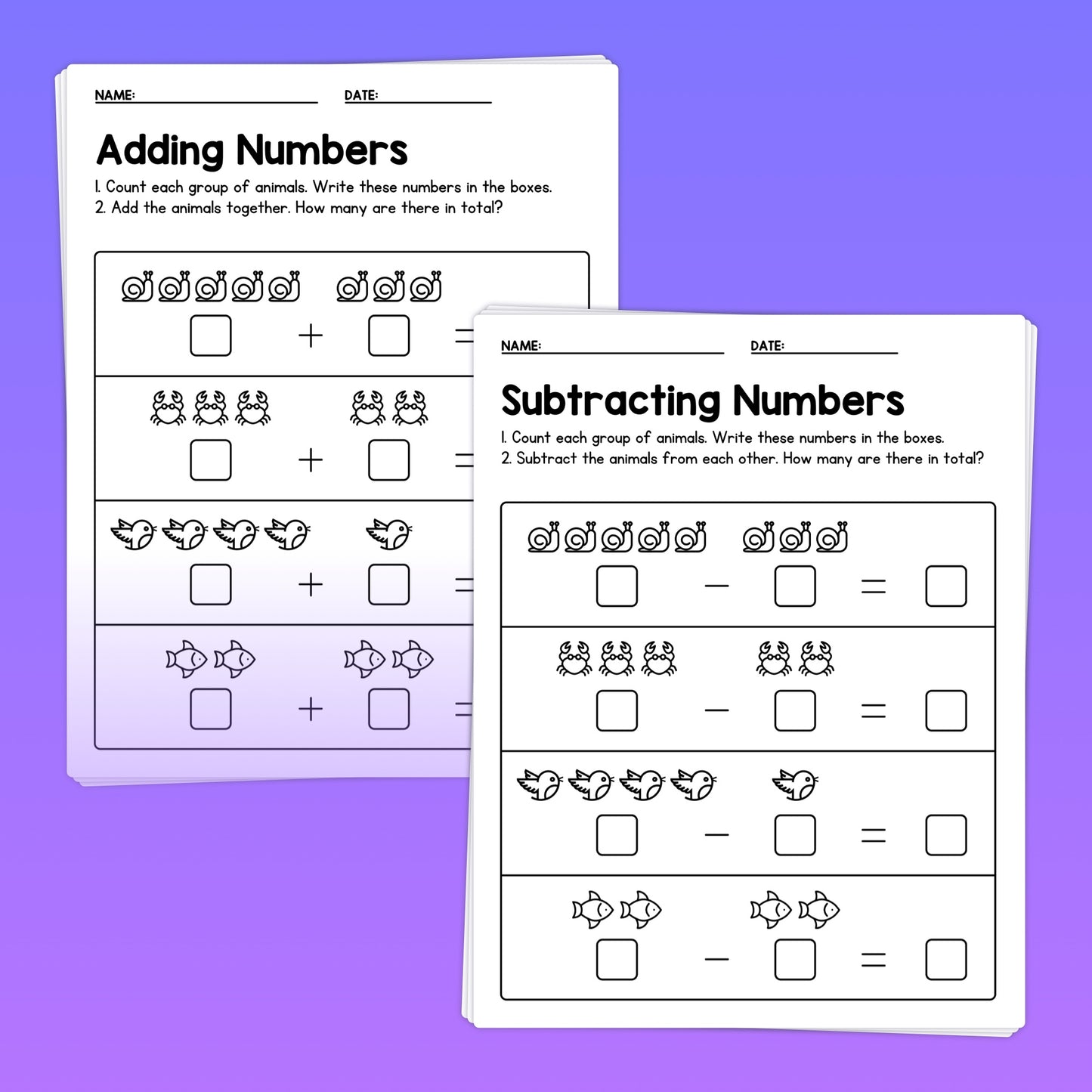 Adding ad subtracting numbers worksheets