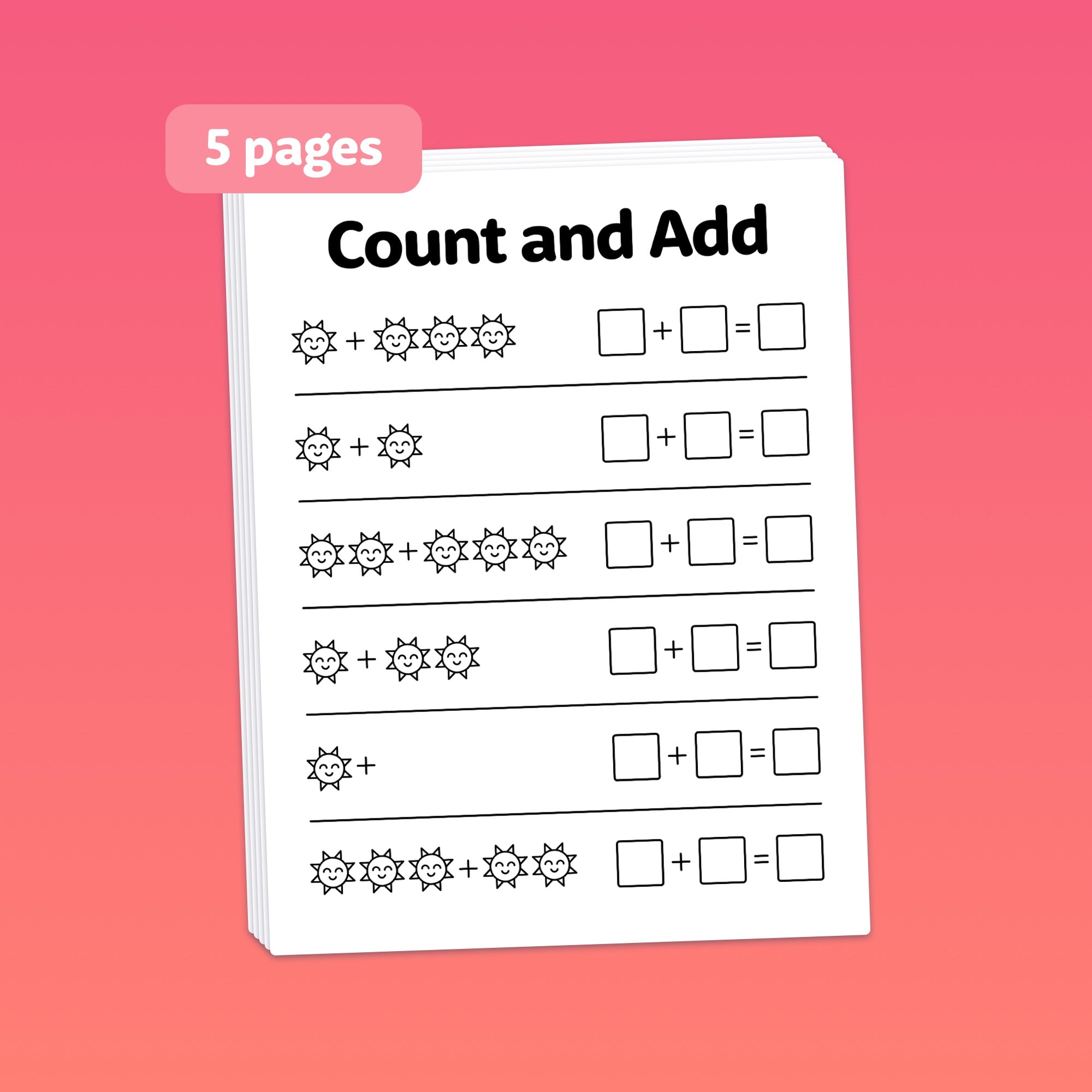 Simple Additions Within 5 Addition Within 5 Worksheets (Printable PDF) – That Little Robot