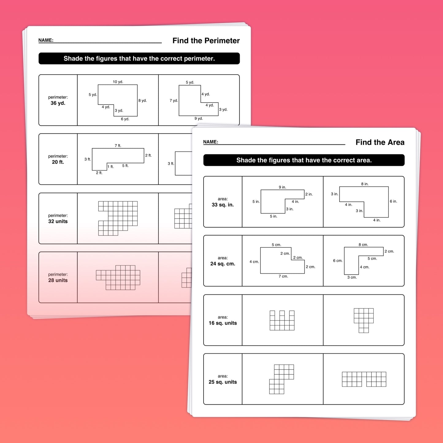 4th grade perimeter and area of irregular figures worksheets