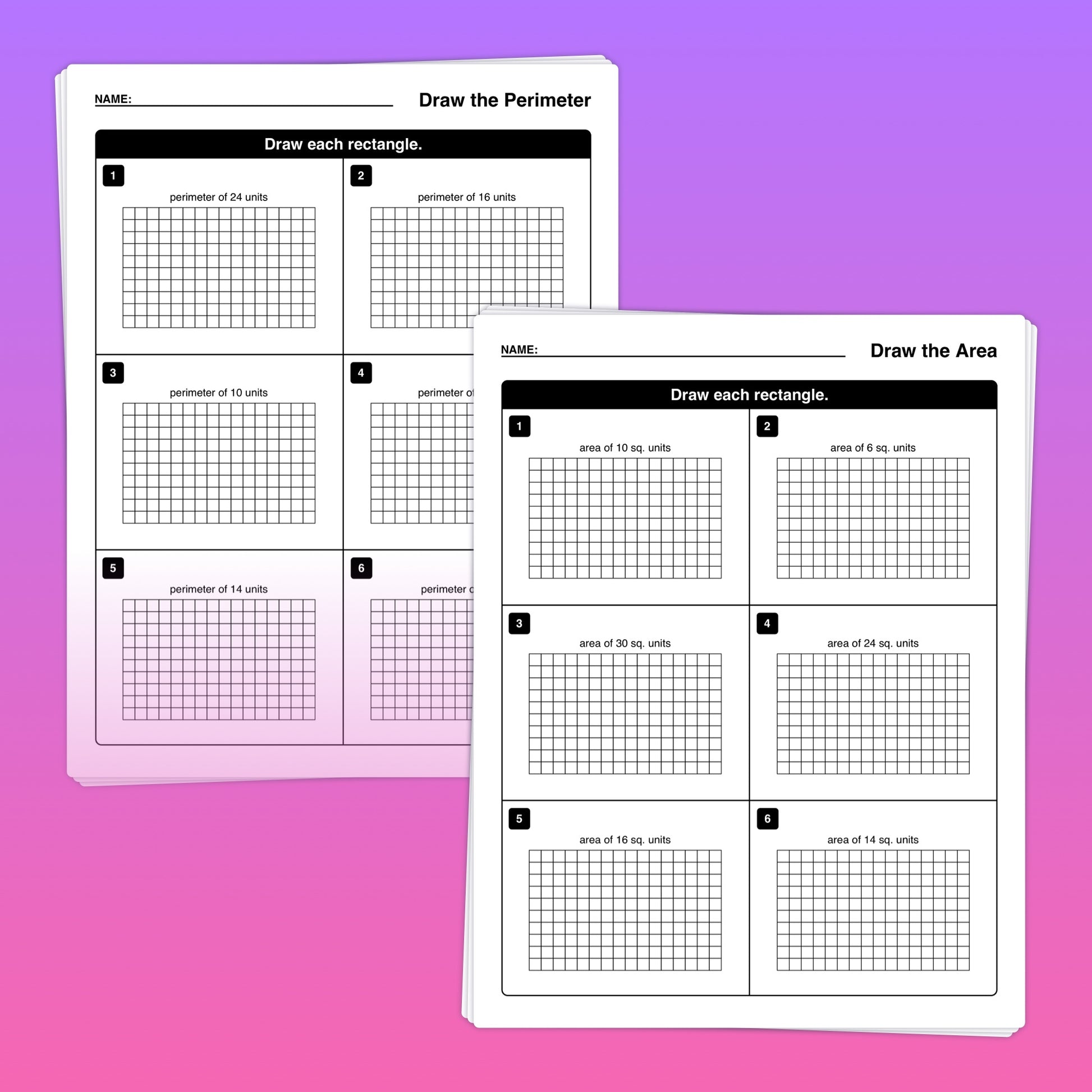 Printable 4th grade perimeter and area activities