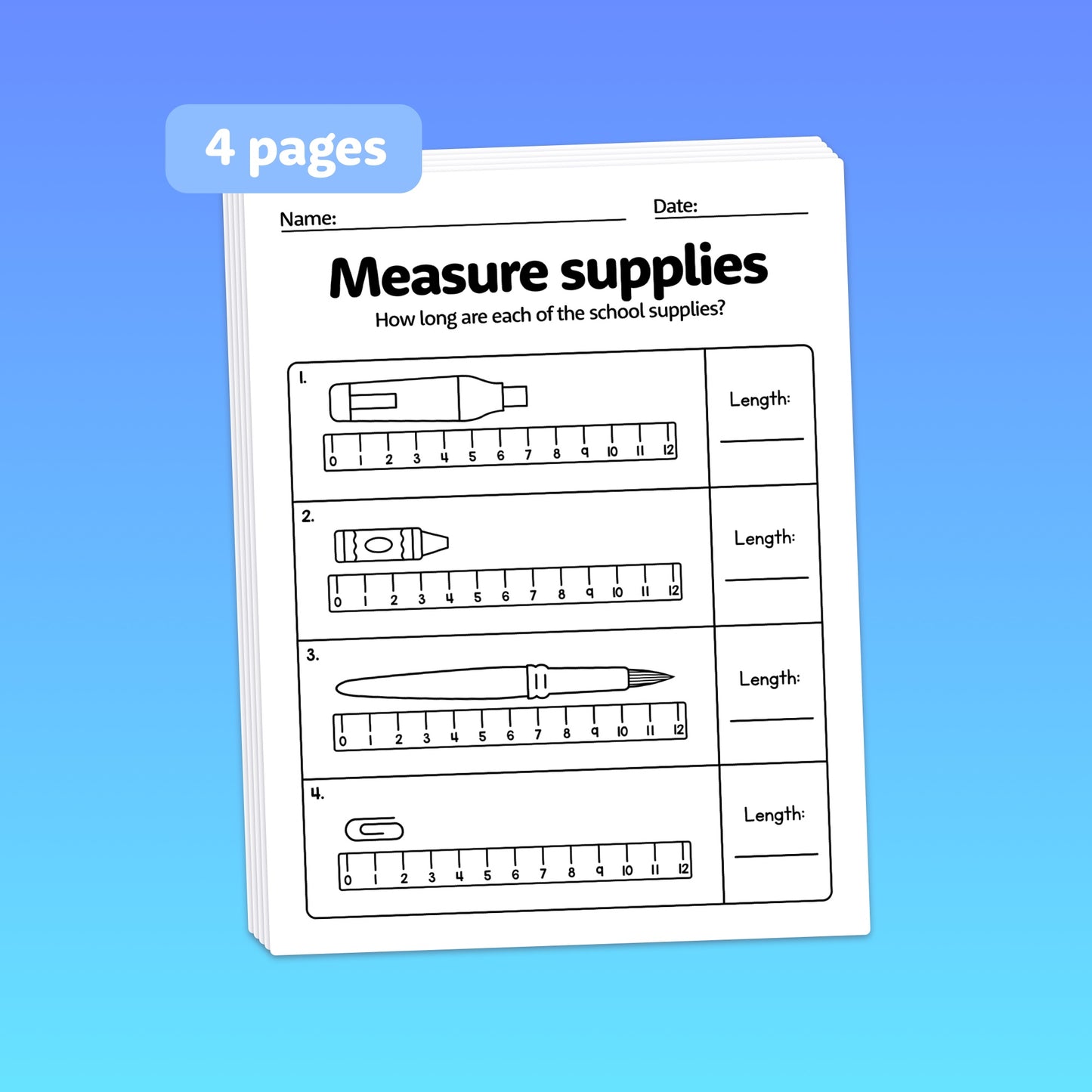 1st grade length worksheets