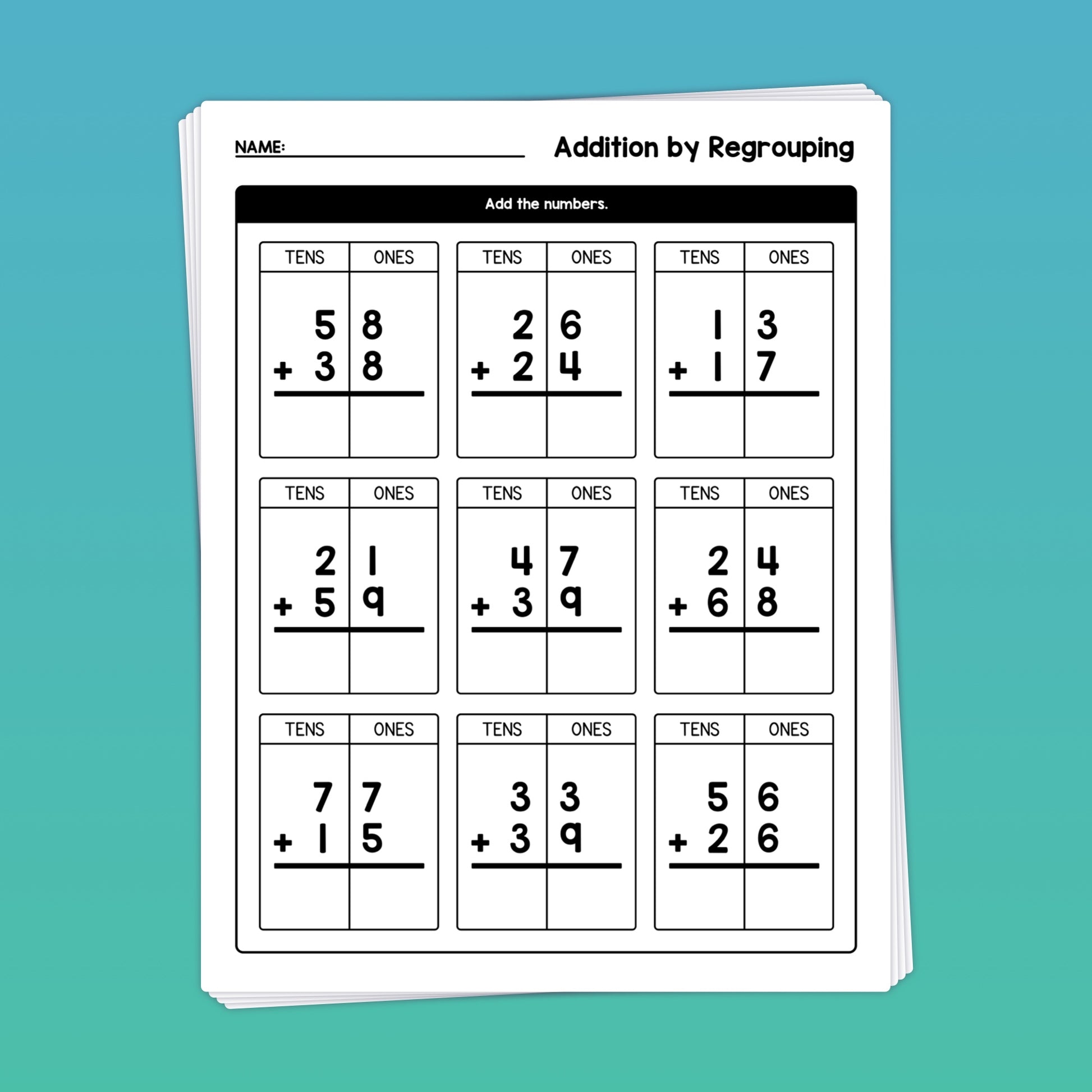 2-Digit Addition with Regrouping Worksheets (Printable PDF) – That Little Robot 2-digit-addition-with-regrouping-worksheets-printable-pdf-that-little-robot