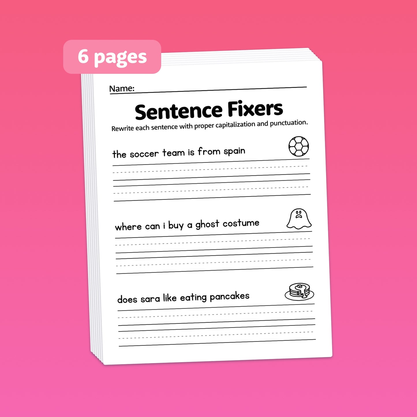 Fix the problems in each incorrect sentence worksheets