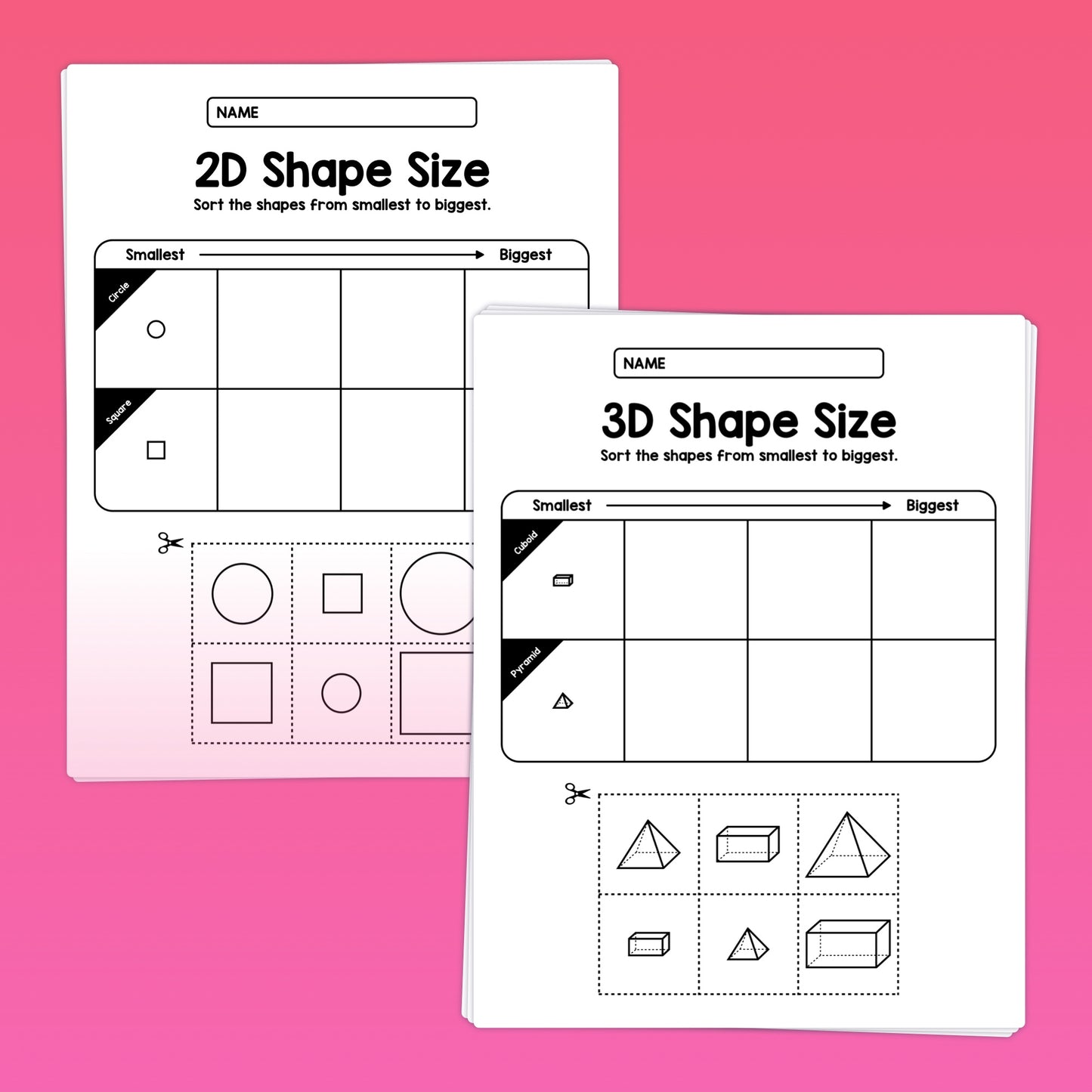 kindergarten 2d and 3d shapes worksheets