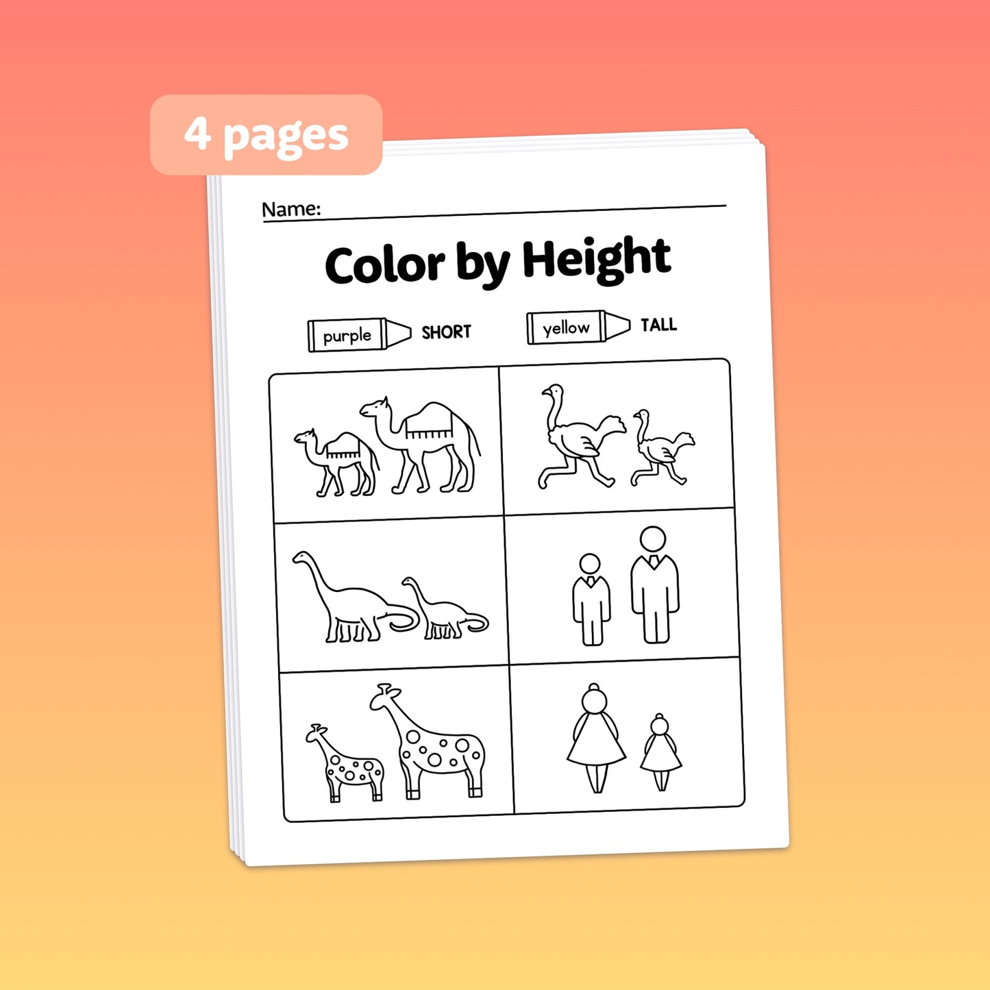 Color by height activities