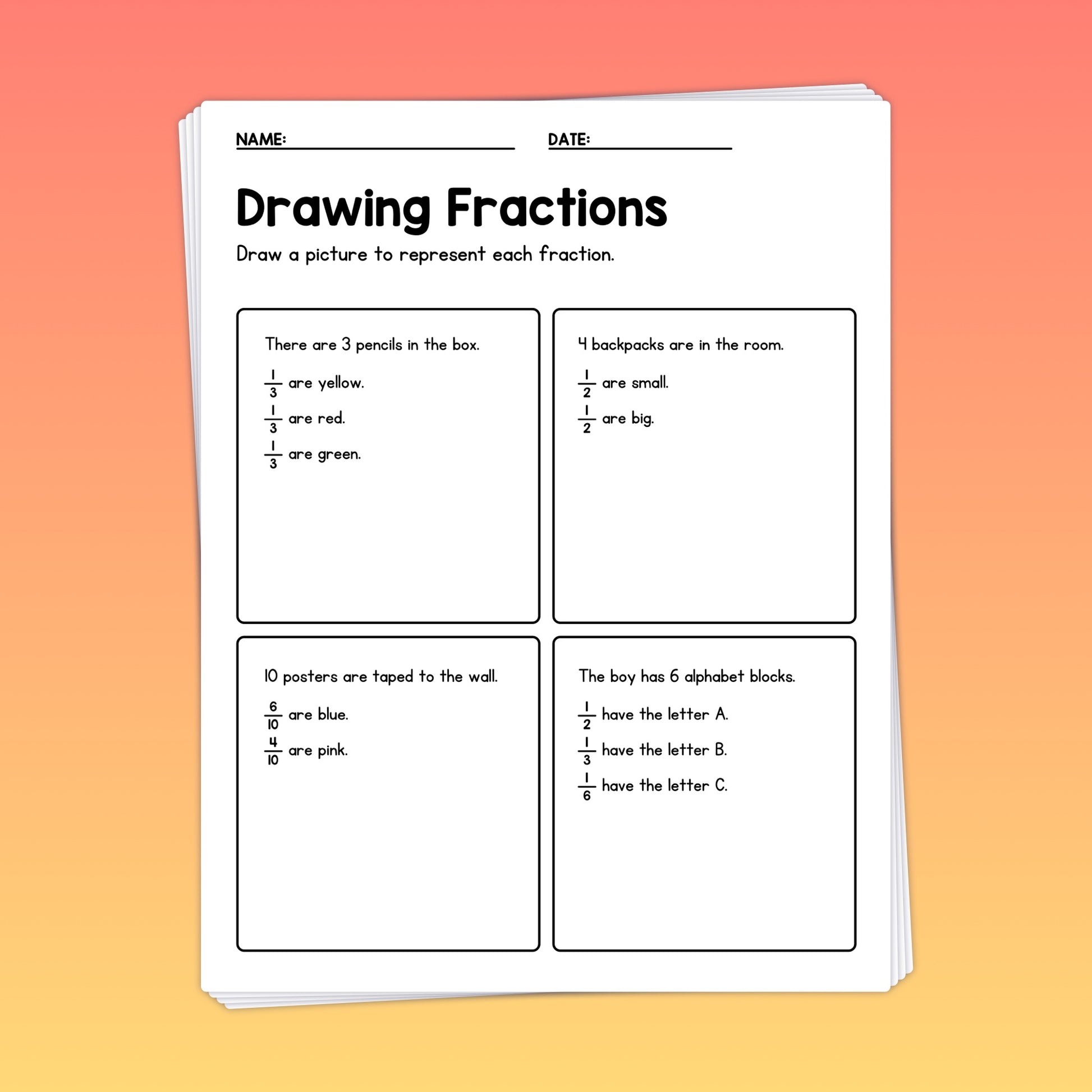 Drawing fractions printable