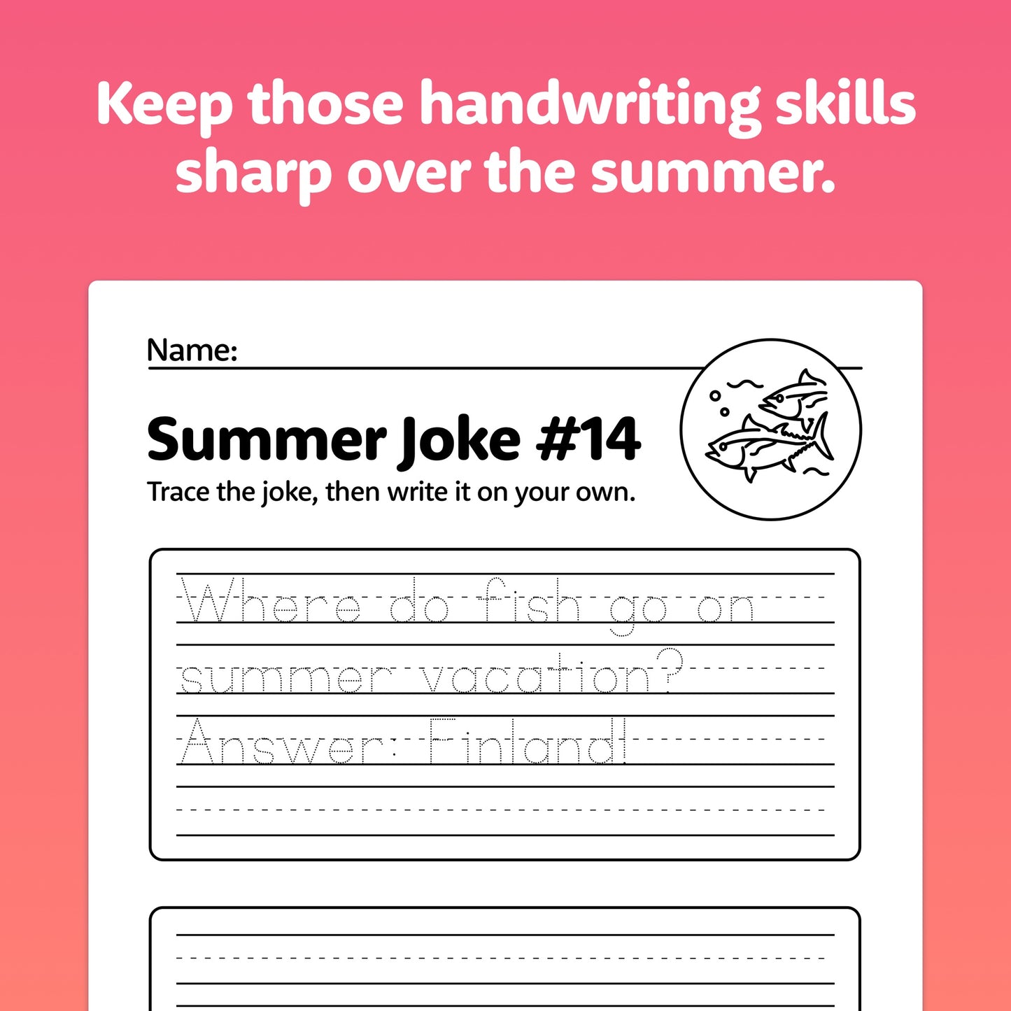 Summer Handwriting Worksheets
