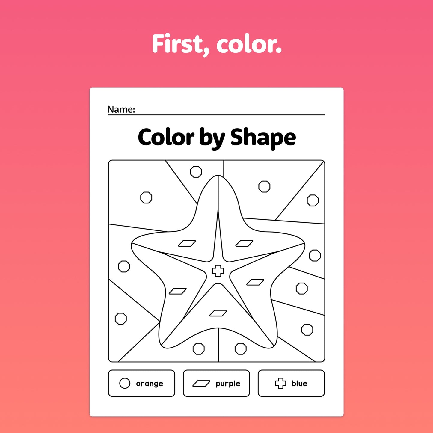 Summer 2D Shapes: Color & Graph Worksheets