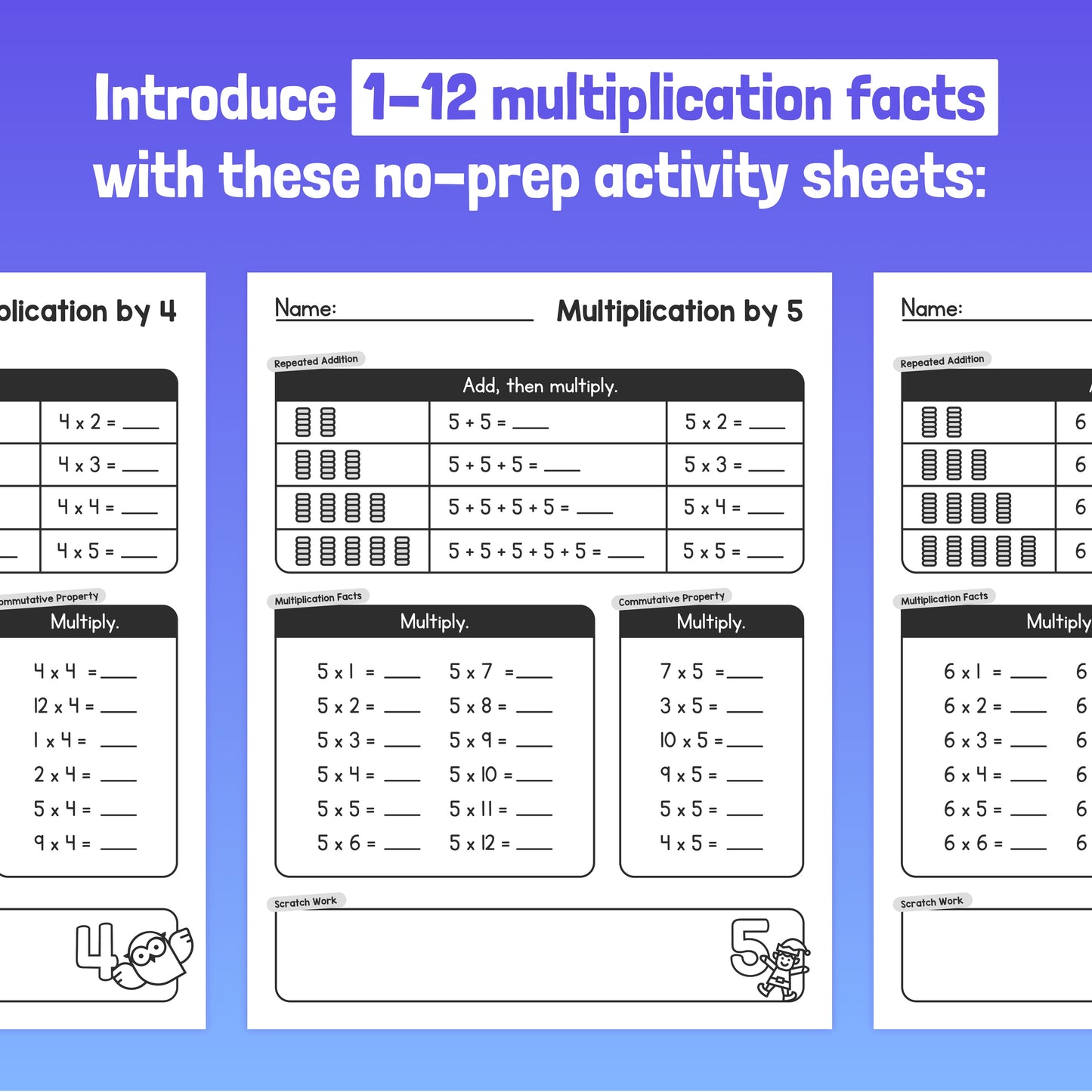 Winter Multiplication Facts Worksheets