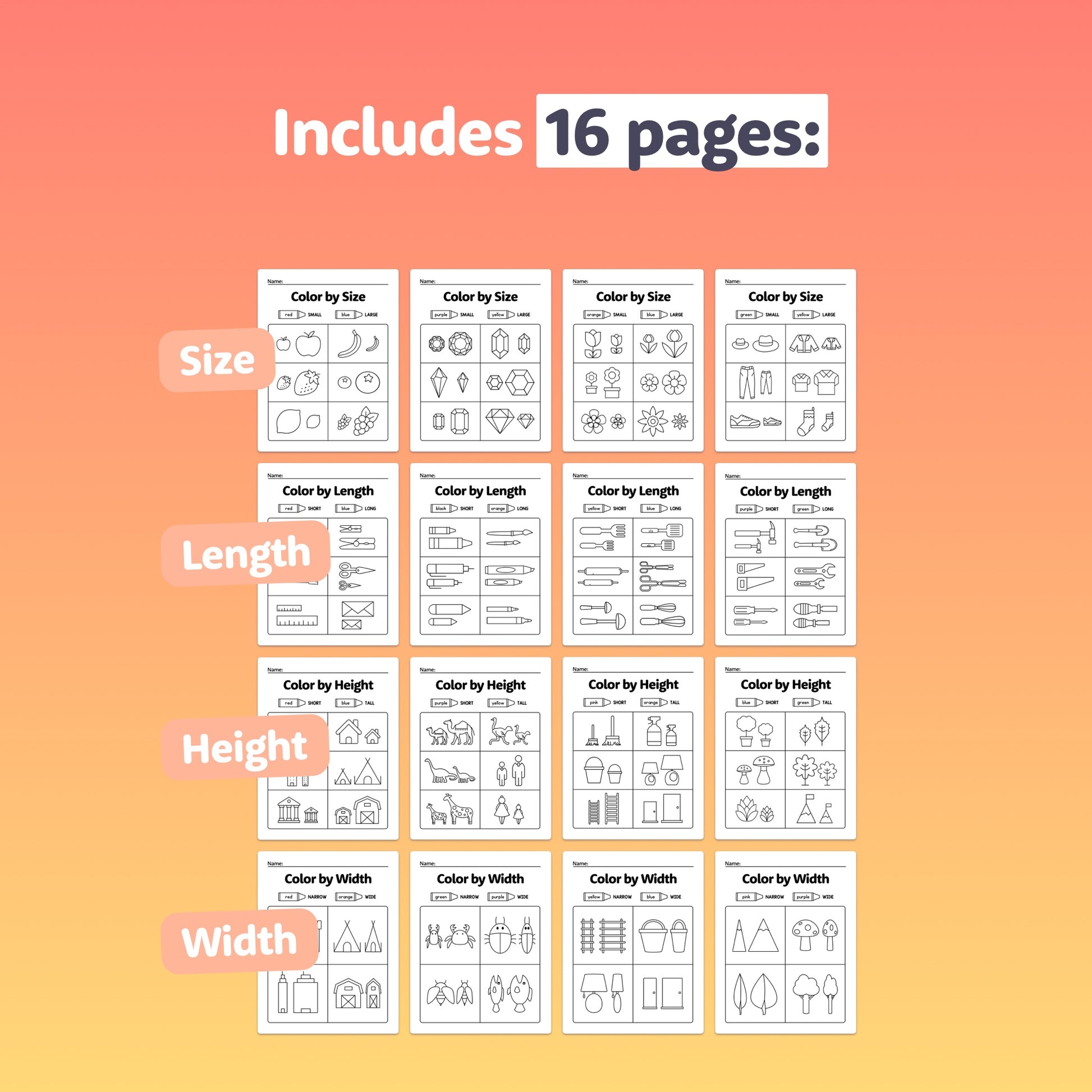 No prep kindergarten measurement printable