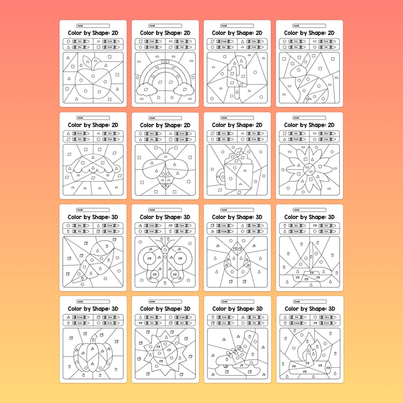 Color-by-Shape Worksheets (Printable PDF) – That Little Robot