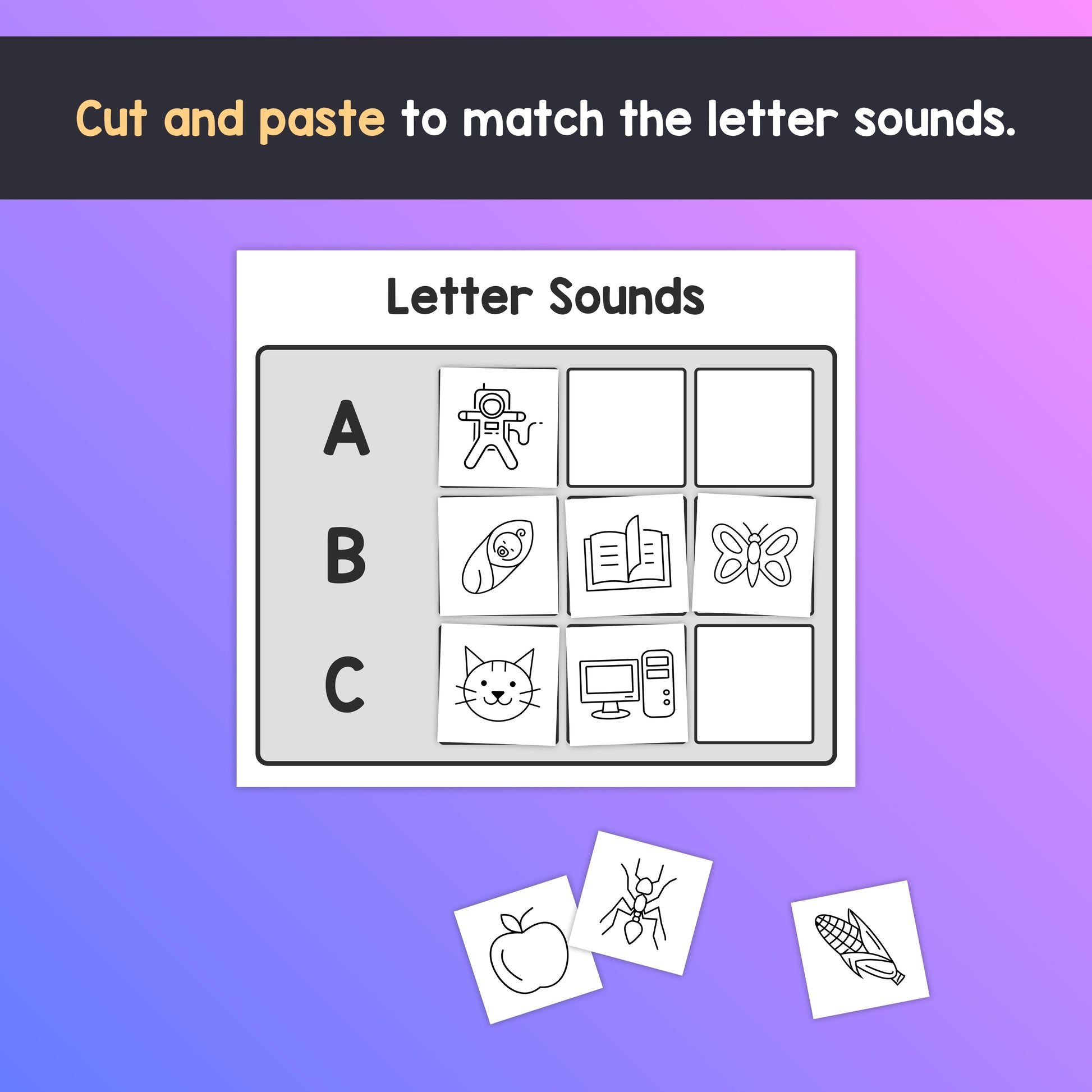 Hands-on letter sounds literacy center