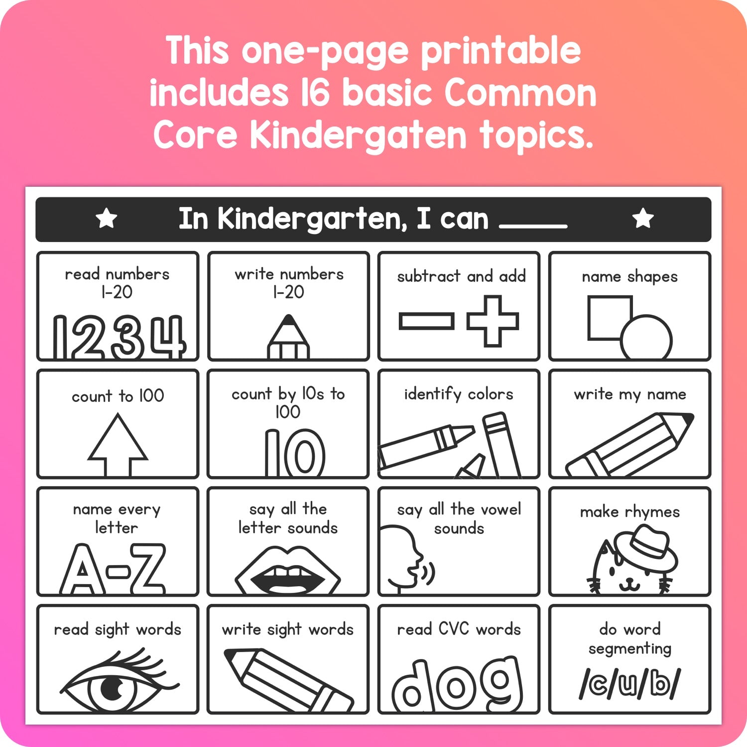 Kindergarten Goals Sheet Printable PDF That Little Robot Kindergarten goals sheet printable pdf that little robot