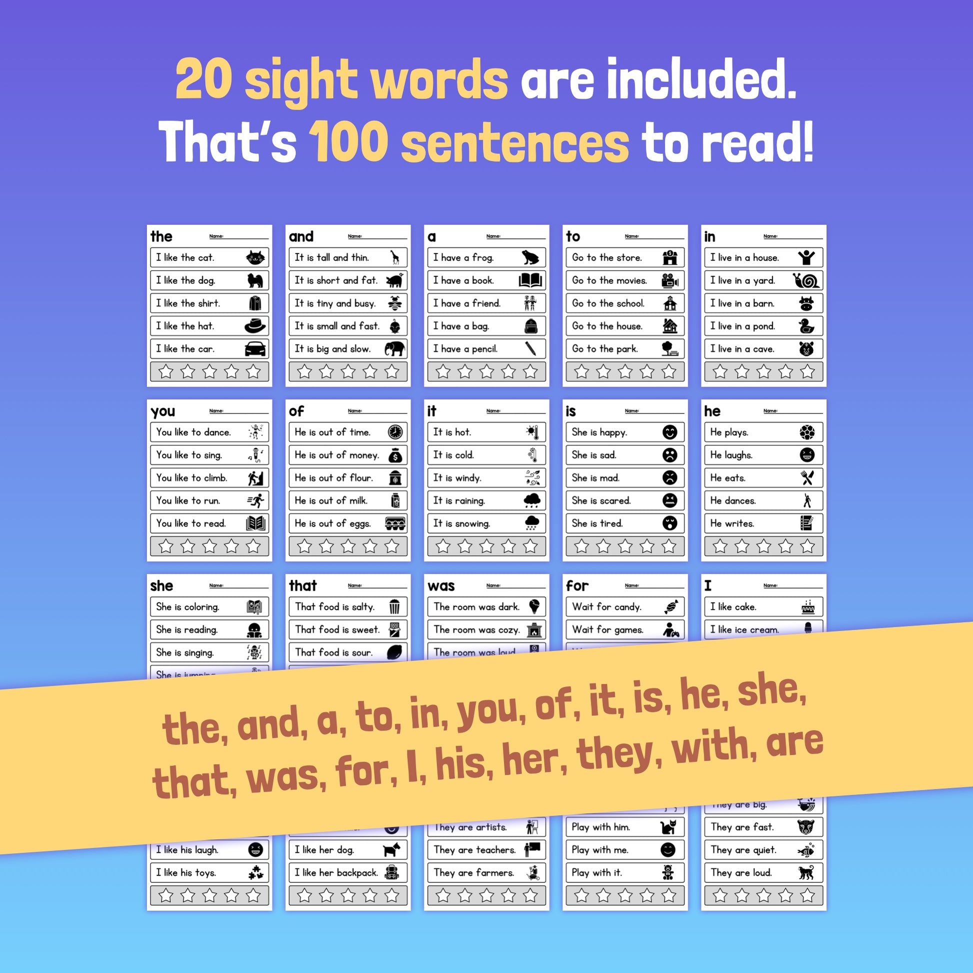 Sight Word Sentences text.